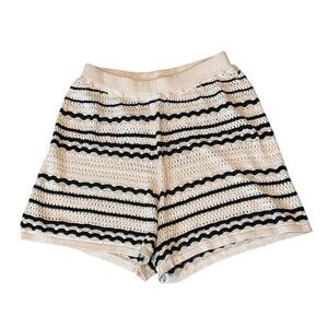 ASOS DESIGN Shorts Womens XS Beige Black Striped Beach Cover-Up Pull-On